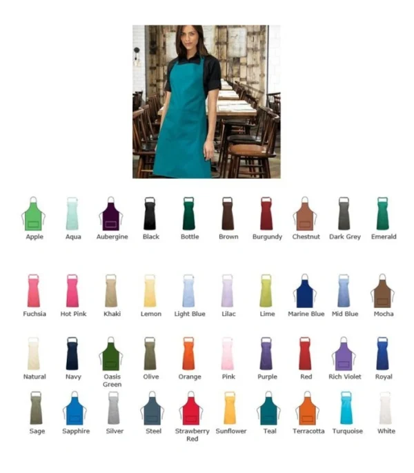 Premier PR154  Colours Bib Apron with Pocket